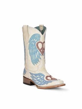 NEW CORRAL girl's t0147 western boots in white